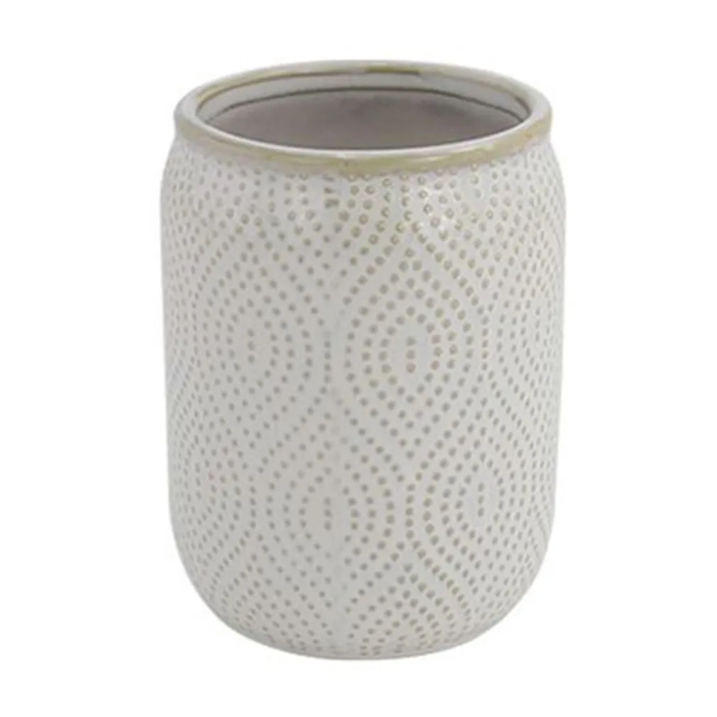 BICCHIERE PORTA SPAZZOLINI DENTIFRICIO ARREDO DA BAGNO BIANCO DESIGN ETNICO 87791