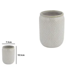 BICCHIERE PORTA SPAZZOLINI DENTIFRICIO ARREDO DA BAGNO BIANCO DESIGN ETNICO 87791