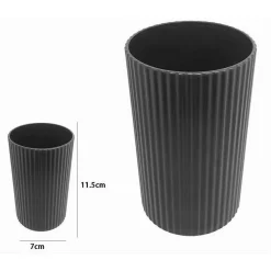 BICCHIERE PORTA SPAZZOLINI GRIGIO SCURO RIGATO ACCESSORI PER ARREDO BAGNO 79171