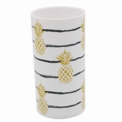 BICCHIERE PORTA SPAZZOLINO BIANCO CON ANANAS IN PLASTICA ACCESSORIO BAGNO 69758