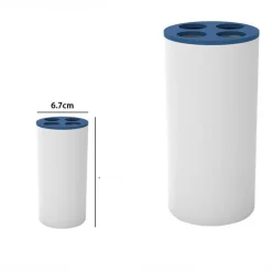 BICCHIERE PORTA SPAZZOLINI 4 FORI BIANCO BLU IN PLASTICA ACCESSORIO BAGNO 69897