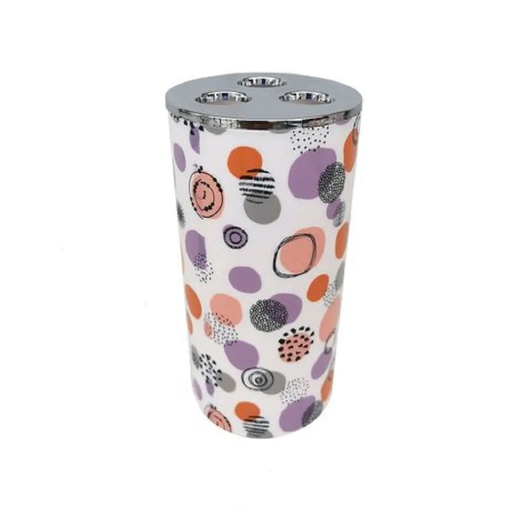 BICCHIERE PORTA SPAZZOLINI 3 FORI SFERE ASTRATTE ACCESSORIO ARREDO BAGNO 87083