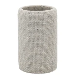 BICCHIERE PORTA SPAZZOLINI DENTIFRICIO EFFETTO TELA JUTA INTRECCIATO NATURALE BAGNO 87827