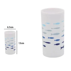 BICCHIERE PORTA SPAZZOLINO BIANCO IN PLASTICA ACCESSORIO BAGNO PESCIOLINI 69881