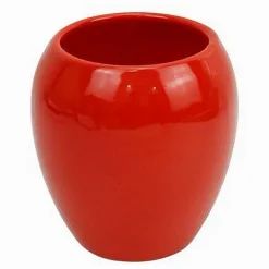 BICCHIERE PORTA SPAZZOLINI CERAMICA ROSSO MODERNO ACCESSORIO ARREDO BAGNO 79261