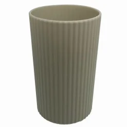 BICCHIERE PORTA SPAZZOLINI COLORE BEIGE RIGATO ACCESSORIO PER ARREDO BAGNO 79167