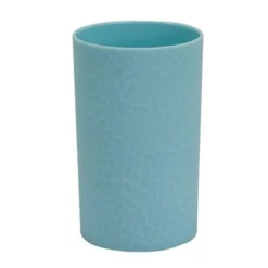 BICCHIERE PORTA SPAZZOLINI COLORE AZZURRO LAVORATO ACCESSORI ARREDO BAGNO 79795
