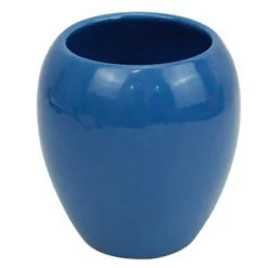 BICCHIERE PORTA SPAZZOLINI IN CERAMICA BLU MODERNO ACCESSORI ARREDO BAGNO 79257
