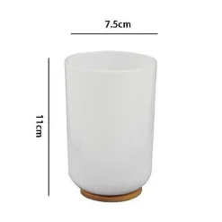 BICCHIERE PORTA SPAZZOLINI DENTIFRICIO BIANCO LEGNO ACCESSORI ARREDO BAGNO 69479