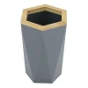 BICCHIERE PORTA SPAZZOLINI A CILINDRO ESAGONALE GEOMETRICO GRIGIO LEGNO DA BAGNO 10847