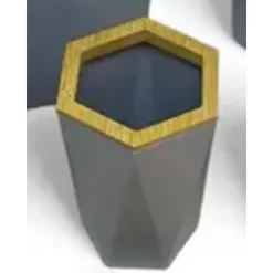 BICCHIERE PORTA SPAZZOLINI A CILINDRO ESAGONALE GEOMETRICO GRIGIO LEGNO DA BAGNO 10847