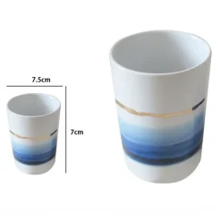 BICCHIERE PORTA SPAZZOLINI CON SFUMATURE BLU AZZURRE RIGA ORO ARREDO BAGNO 59866