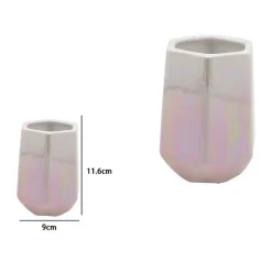 BICCHIERE PORTA SPAZZOLINI ESAGONALE EFFETTO VISIVO ACCESSORI ARREDO BAGNO 79940