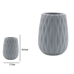 BICCHIERE PORTA SPAZZOLINI COLORE GRIGIO LAVORATO ACCESSORI ARREDO BAGNO 79951