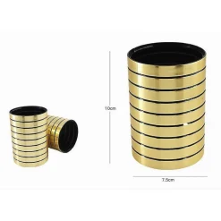 BICCHIERE PORTA SPAZZOLINI DA DENTI ORO A RIGHE STILE MODERNO ARREDO BAGNO 10386