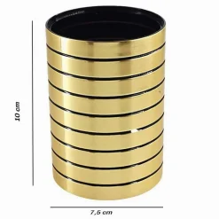 BICCHIERE PORTA SPAZZOLINI DA DENTI ORO A RIGHE STILE MODERNO ARREDO BAGNO 10386