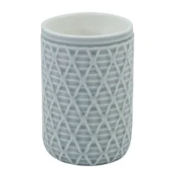 BICCHIERE PORTA SPAZZOLINI GRIGIO CON EFFETTO RETE ACCESSORIO BAGNO ARREDO 79279