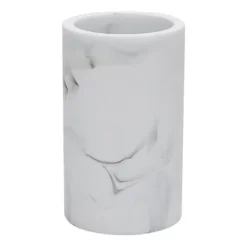 BICCHIERE PORTA SPAZZOLINI EFFETTO MARMO BIANCO ACCESSORIO ARREDO DA BAGNO 87830