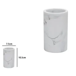 BICCHIERE PORTA SPAZZOLINI EFFETTO MARMO BIANCO ACCESSORIO ARREDO DA BAGNO 87830