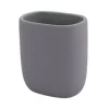 BICCHIERE PORTA SPAZZOLINI DENTIFRICIO PIATTO GRIGIO ARREDO BAGNO ACCESSORIO 87810