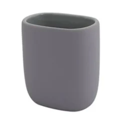 BICCHIERE PORTA SPAZZOLINI DENTIFRICIO PIATTO GRIGIO ARREDO BAGNO ACCESSORIO 87810