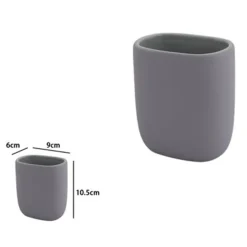 BICCHIERE PORTA SPAZZOLINI DENTIFRICIO PIATTO GRIGIO ARREDO BAGNO ACCESSORIO 87810