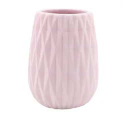 BICCHIERE PORTA SPAZZOLINI COLORE ROSA LAVORATO ACCESSORI ARREDO DA BAGNO 79947