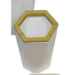 BICCHIERE PORTA SPAZZOLINI A CILINDRO ESAGONALE GEOMETRICO BIANCO LEGNO DA BAGNO 10837