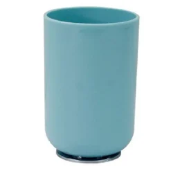 BICCHIERE PORTASPAZZOLINI DENTIFRICIO CELESTE SILVER ACCESORI ARREDO BAGNO 79888