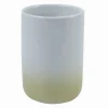 BICCHIERE PORTASPAZZOLINI DENTIFRICIO BIANCO GIALLO ARREDO BAGNO ACCESSORI 59903