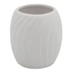 BICCHIERE PORTASPAZZOLINI IN CERAMICA RIGATA BIANCA ACCESSORI ARREDO BAGNO 79958