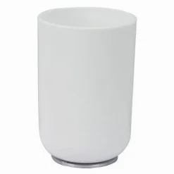 BICCHIERE PORTASPAZZOLINI DENTIFRICIO BIANCO SILVER ACCESSORI ARREDO BAGNO 79864