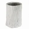 BICCHIERE PORTASPAZZOLINI DENTIFRICIO BAGNO CERAMICA BIANCA EFFETTO TRONCO 10331