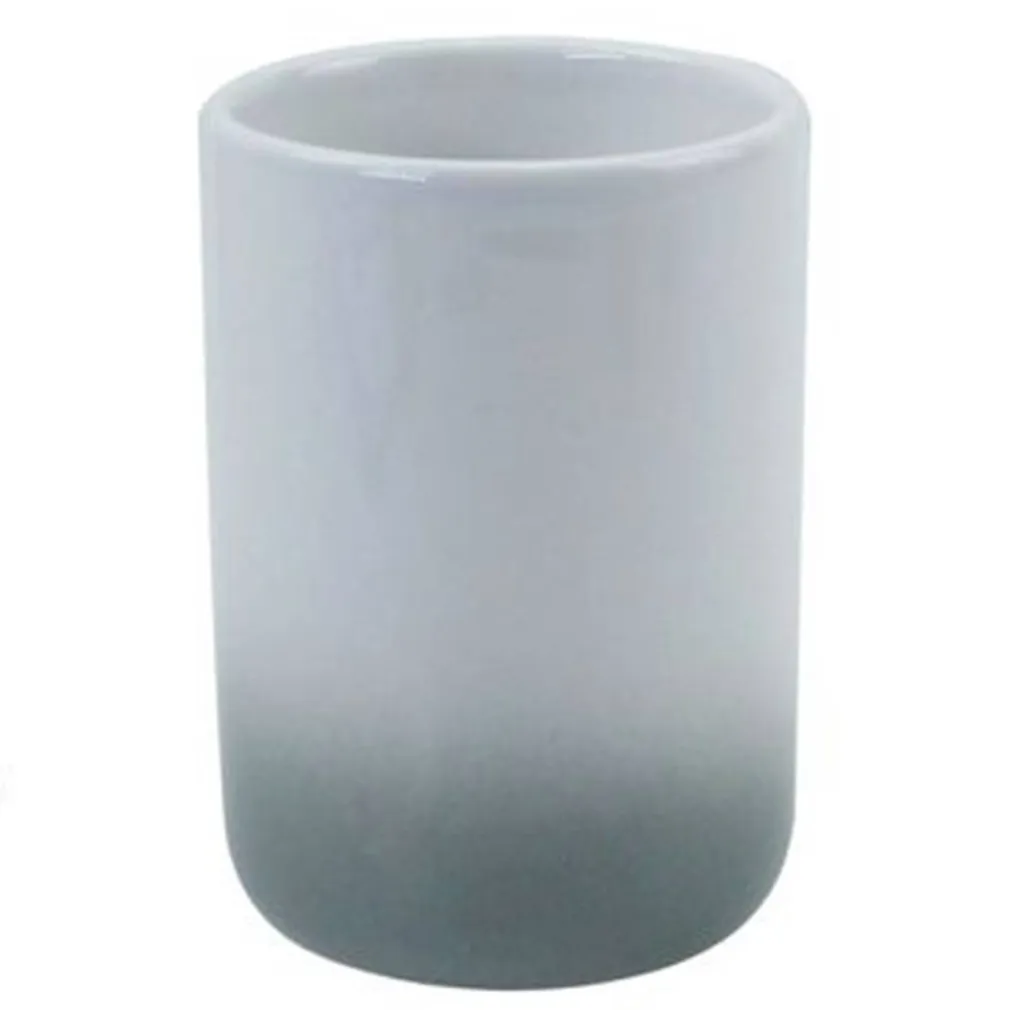 BICCHIERE PORTASPAZZOLINI DENTIFRICIO BIANCO GRIGIO ARREDO BAGNO ACCESSORI 59915