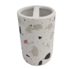 BICCHIERE PORTASPAZZOLINO 2 FORI GRANIGLIA BIANCO MULTICOLORE ARREDO BAGNO 69543