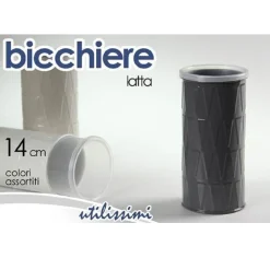 BICCHIERE PORTASPAZZOLINO IN LATTA 6X14CM APPOGGIO BAGNO COLORI ASSORTITI 655500