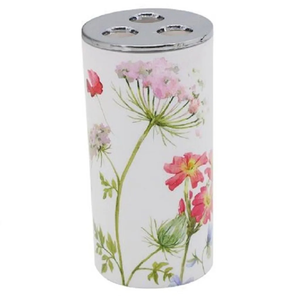 BICCHIERE PORTASPAZZOLINO 3 FORI BIANCO IN PLASTICA ACCESSORIO BAGNO FIORI 69924