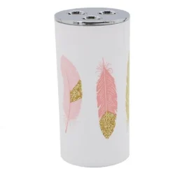 BICCHIERE PORTASPAZZOLINO 3 FORI BIANCO PIUME IN PLASTICA ACCESSORIO BAGNO 69800