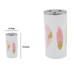 BICCHIERE PORTASPAZZOLINO 3 FORI BIANCO PIUME IN PLASTICA ACCESSORIO BAGNO 69800