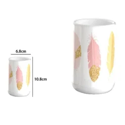 BICCHIERE PORTASPAZZOLINO PIUME BIANCO ACCESSORI ARREDO BAGNO 6.8X10.8CM 69794