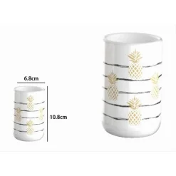 BICCHIERE PORTASPAZZOLINO ANANAS BIANCO ACCESSORIO ARREDO BAGNO 6.8X10.8CM 69753