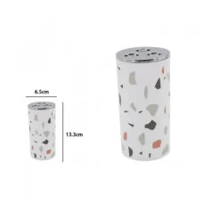 BICCHIERE PORTASPAZZOLINO 3 FORI GRANIGLIA BIANCO MULTICOLORE IN PLASTICA 69841