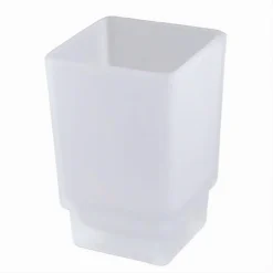 BICCHIERE RICAMBIO PORTA SPAZZOLINO IN VETRO CUBO SATINATO BAGNO ACCESSORI 87263