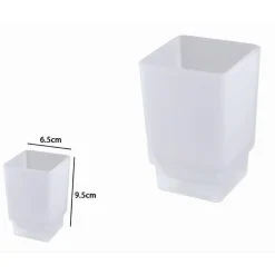 BICCHIERE RICAMBIO PORTA SPAZZOLINO IN VETRO CUBO SATINATO BAGNO ACCESSORI 87263