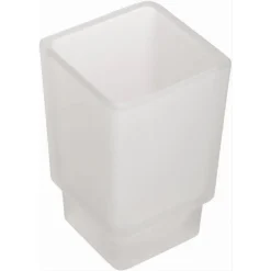 BICCHIERE RICAMBIO PORTA SPAZZOLINO IN VETRO CUBO SATINATO BAGNO ACCESSORI 87263