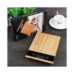 BILANCIA DA CUCINA DIGITALE DI PRECISIONE PESA 1gr/5 Kg TARA PIATTO LEGNO