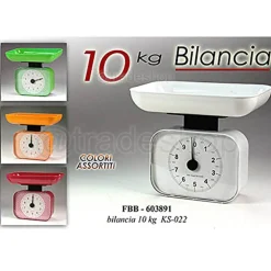 BILANCIA DA CUCINA MECCANICA ANALOGICA RETTANGOLARE 10 KG COLORI ASSORTITI