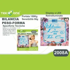 BILANCIA PESAPERSONE TEKONE 2008A MISURA PESO DIGITALE DISPLAY FANTASY 150KG