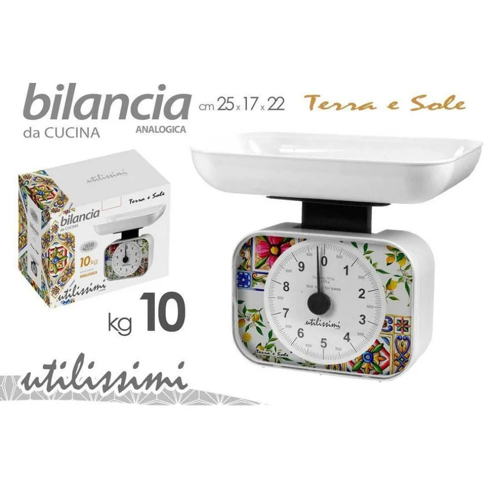 BILANCIA PORTATILE DA CUCINA ANALOGICA MAX.10KG 25X17X22CM DECORO MOSAICO 828492