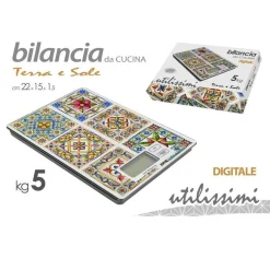 BILANCIA PORTATILE DA CUCINA DIGITALE MAX. 5KG 22X15X1,5CM DECORO MOSAICO 828508